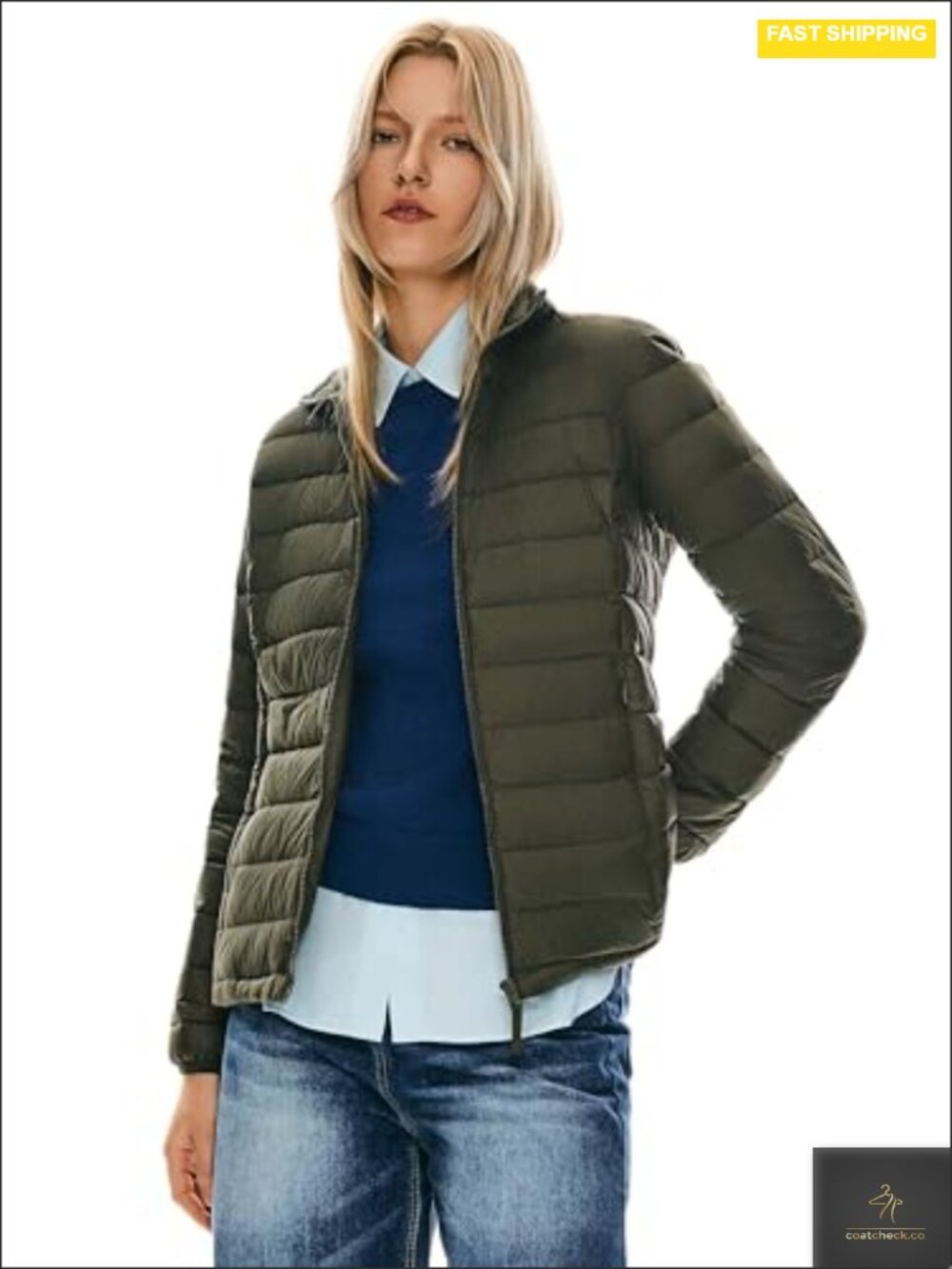 Women's Lightweight Packable Down Jacket Quilted Puffer Coat Stand Collar